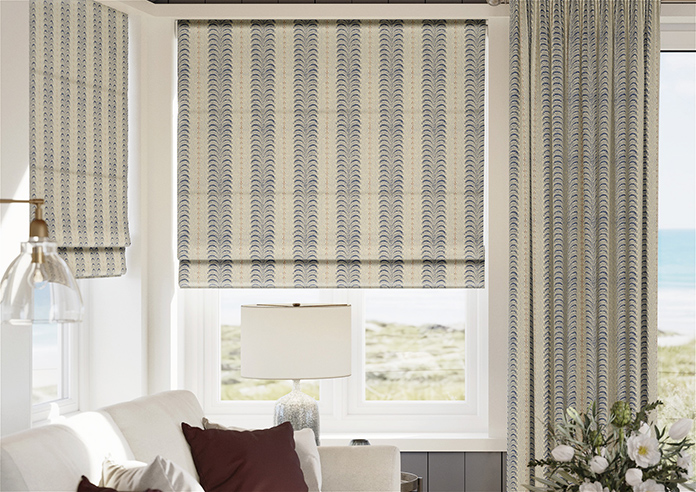 Land & Shore Fintra Stripe, Blue Red - Twist&Fit Roman Blind - Image 3